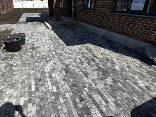 Тротуарная плитка Паркетик 180х60 №15 "Антрацит", фактура гладкий, гранитная, мрамор, высота 40 мм-8